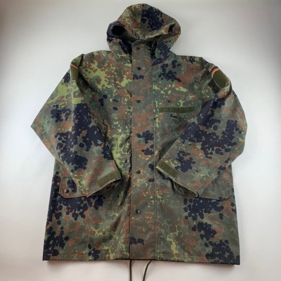 Germany Other - German Military Vintage Green Brown Button Zip Up Hooded Jacket